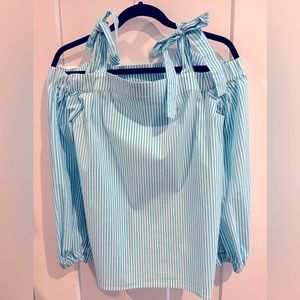Michael Kors blue and white striped blouse